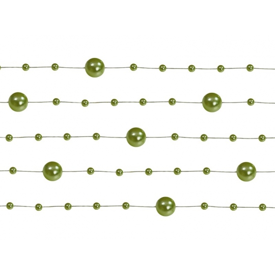 Girlandy perłowe, c. zielony, 1,3m, 1op.