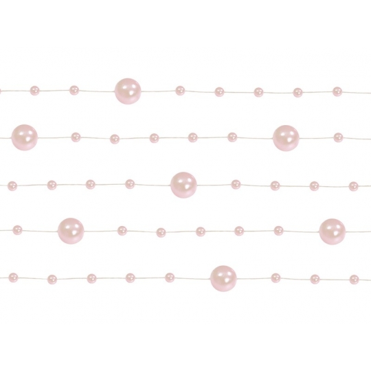 Girlandy perłowe, j. różowy, 1,3m, 1op.