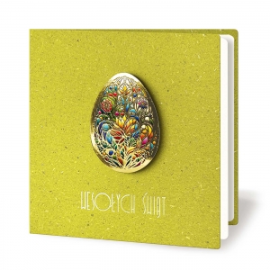 Kartka Wielkanocna z aplikacją kolorowego jajka