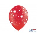 Balony 30cm, Serca, Crystal Poppy Red, 6szt.