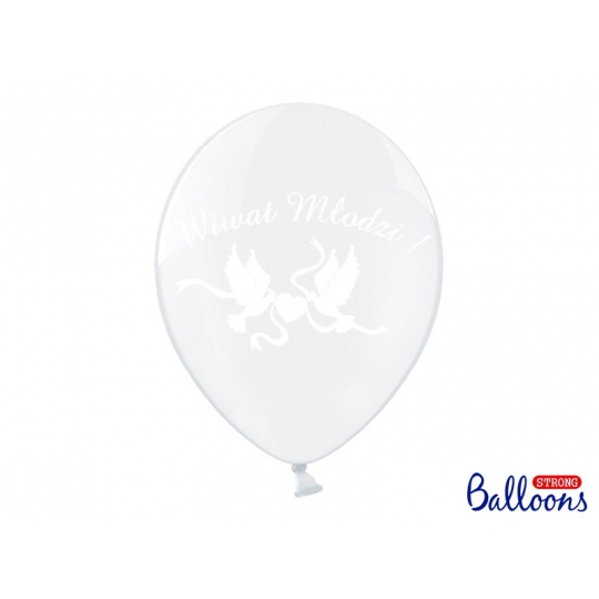 Balony 30cm, Wiwat Młodzi!, Crystal Clear, 50szt.