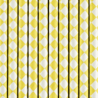 Słomki papierowe, żółty, 19,5cm, 1op.