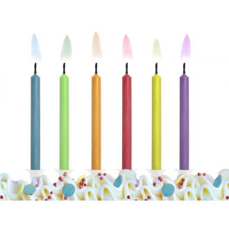 Świeczki urodzinowe Kolorowe Płomienie, mix, 1op.