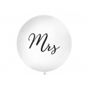 Balon 1 m, Mrs, nadruk, biały, 1szt.
