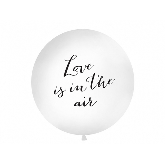 Balon 1 m, Love is in…, nadruk, biały, 1szt.