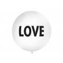 Balon 1 m, Love, nadruk, biały, 1szt.
