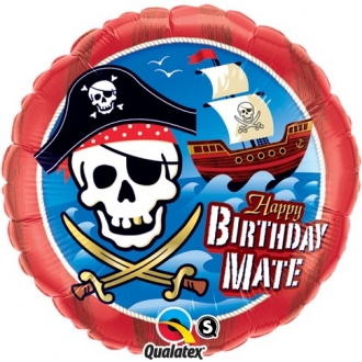 Balon foliowy 18" QL CIR "Happy Birthday Mate (piraci)"