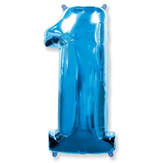 Balon foliowy FX - "Number 1" niebieski, 85 cm