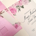 Zaproszenie Ślubne Różowe Z Kokardą Kwiatek F5549