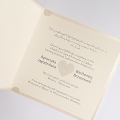 Zaproszenie Ślubne w Kolorze Ecru z Trójwymiarowym Srebrnym Sercem F1428tz