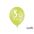 Balony 30cm, 8th! birthday, mix, 6szt.