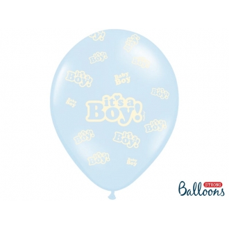 Balony 30cm, It's a Boy, Pastel Baby Blue, 6szt.