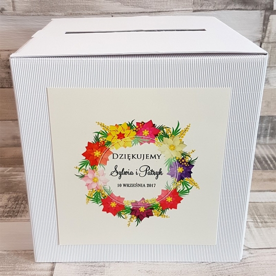 Pudełko na koperty i prezenty z Motywem Kolorowych Kwiatów WP05