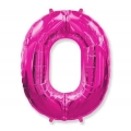 Balon foliowy FX - "Number 0" różowy 85 cm