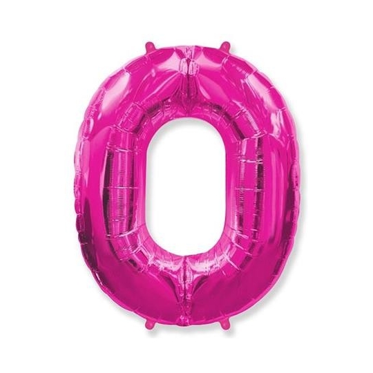 Balon foliowy FX - "Number 0" różowy 85 cm