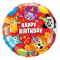 Balon foliowy 18" QL CIR "Happy Birthday Party Animals"
