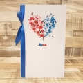 Pudełko na koperty i prezenty z Motywem Kwiatowego Serca Dwukolorowego i Niebieską Tasiemką WP15