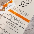 Winietka Ślubna z Motywem Serca z Kolorowych Kropek i Pomarańczową Tasiemką WW16