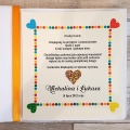 Księga Gości z Motywem Serca z Kolorowych Kropek i Pomarańczową Tasiemką WK16
