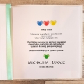 Pudełko na koperty i prezenty z Motywem Odcisków Palców w Kształcie Serca i Tasiemką w Kolorze Miętowym WP18