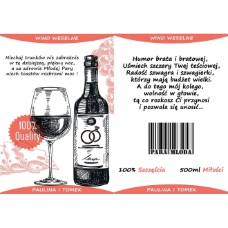 Etykiety na Wino Weselne Czerwone - 16 sztuk EW2
