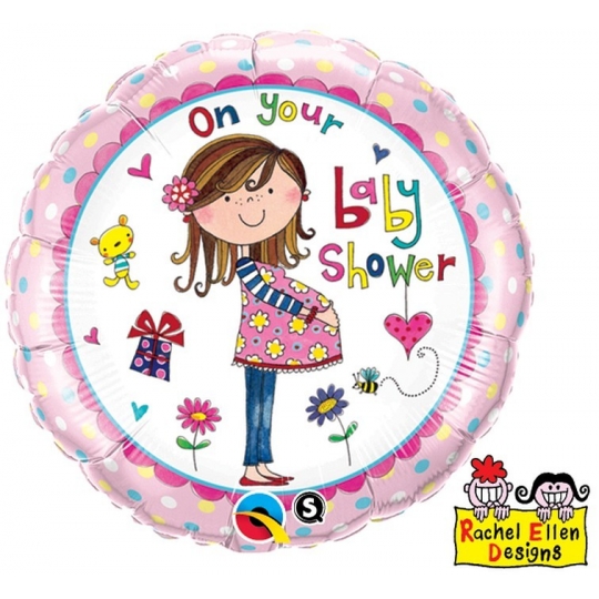Balon foliowy 18" QL CIR "On Your Baby Shower "