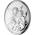 Obrazek Srebrny z Dwoma Aniołkami nad Dzieckiem Owal WM000604