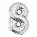 Balon foliowy "Cyfra 8", srebrna, 85 cm