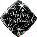 Balon foliowy 18" QL SQR "Happy Birthday, czarno-biały"