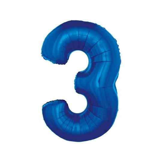 	 Balon foliowy "Cyfra 3", niebieska, 85 cm