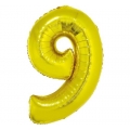 	 Balon foliowy "Cyfra 9", złota, 85 cm