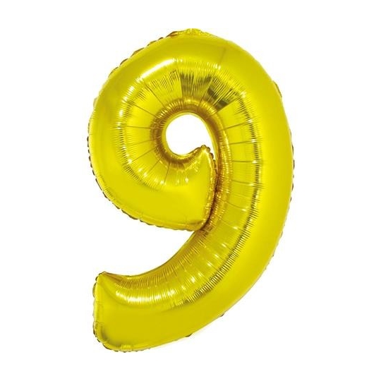 	 Balon foliowy "Cyfra 9", złota, 85 cm