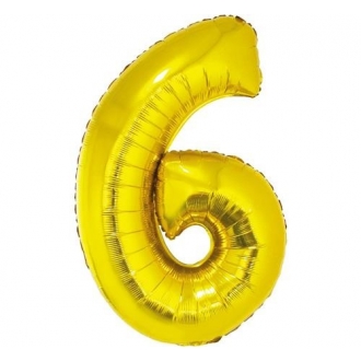 Balon foliowy "Cyfra 6", złota, 85 cm