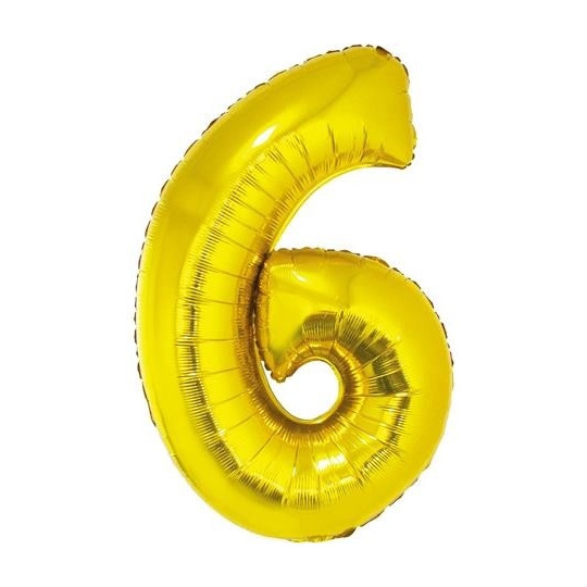 	 Balon foliowy "Cyfra 6", złota, 85 cm
