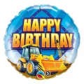 	 Balon foliowy 18" QL CIR "Happy Birthday" (koparka)