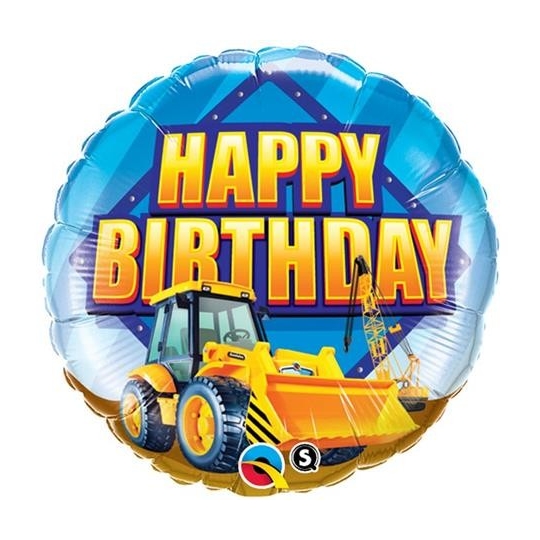 	 Balon foliowy 18" QL CIR "Happy Birthday" (koparka)