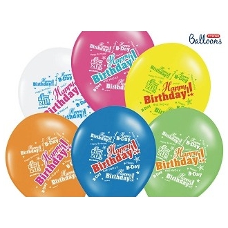 Balony 30cm, Happy Birthday, Pastel Mix (1 op. / 50 szt.)