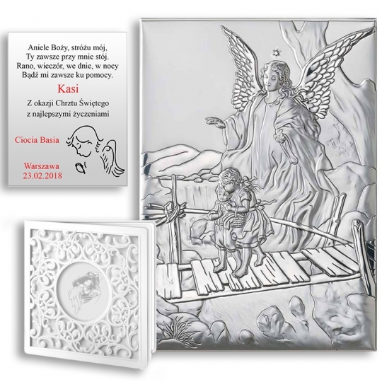 Obrazek Srebrny z Aniołem Strzegącym Dzieci WVL81202