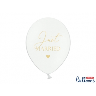 Balony 30cm, Just Married, P. Pure White (1 op. / 50 szt.)