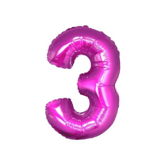 Balon foliowy "Cyfra 3", różowa, 85 cm