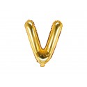 Balon foliowy Litera "V", 35cm, złoty