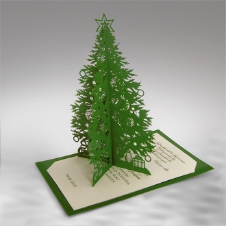 Kartka Świąteczna Zielona Choinka 3D FS633z
