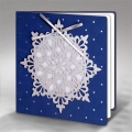 Kartka Świąteczna Śnieżynka ze Srebrną Kokardą FS908nm