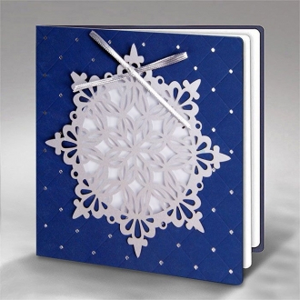 Kartka Świąteczna Śnieżynka ze Srebrną Kokardą FS908nm