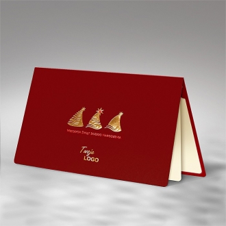 Kartka Świąteczna z Motywem Trzech Złotych Choinek FS548bg