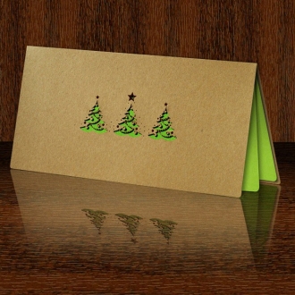 Kartka Świąteczna z Fantazyjnie Wyciętymi Trzema Choinkami FS464