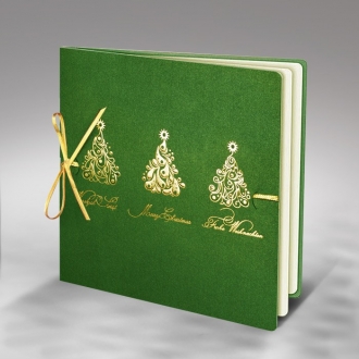Kartka Świąteczna ze Złoconymi Wzorami oraz Złotą Kokardą FS410z