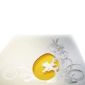 Kartka Świąteczna z Wyciętym Jajkiem oraz Wysrebrzonymi Kwiatami W202