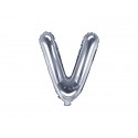 Balon foliowy Litera "V", 35cm, srebrny