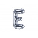 Balon foliowy Litera "E", 35cm, srebrny